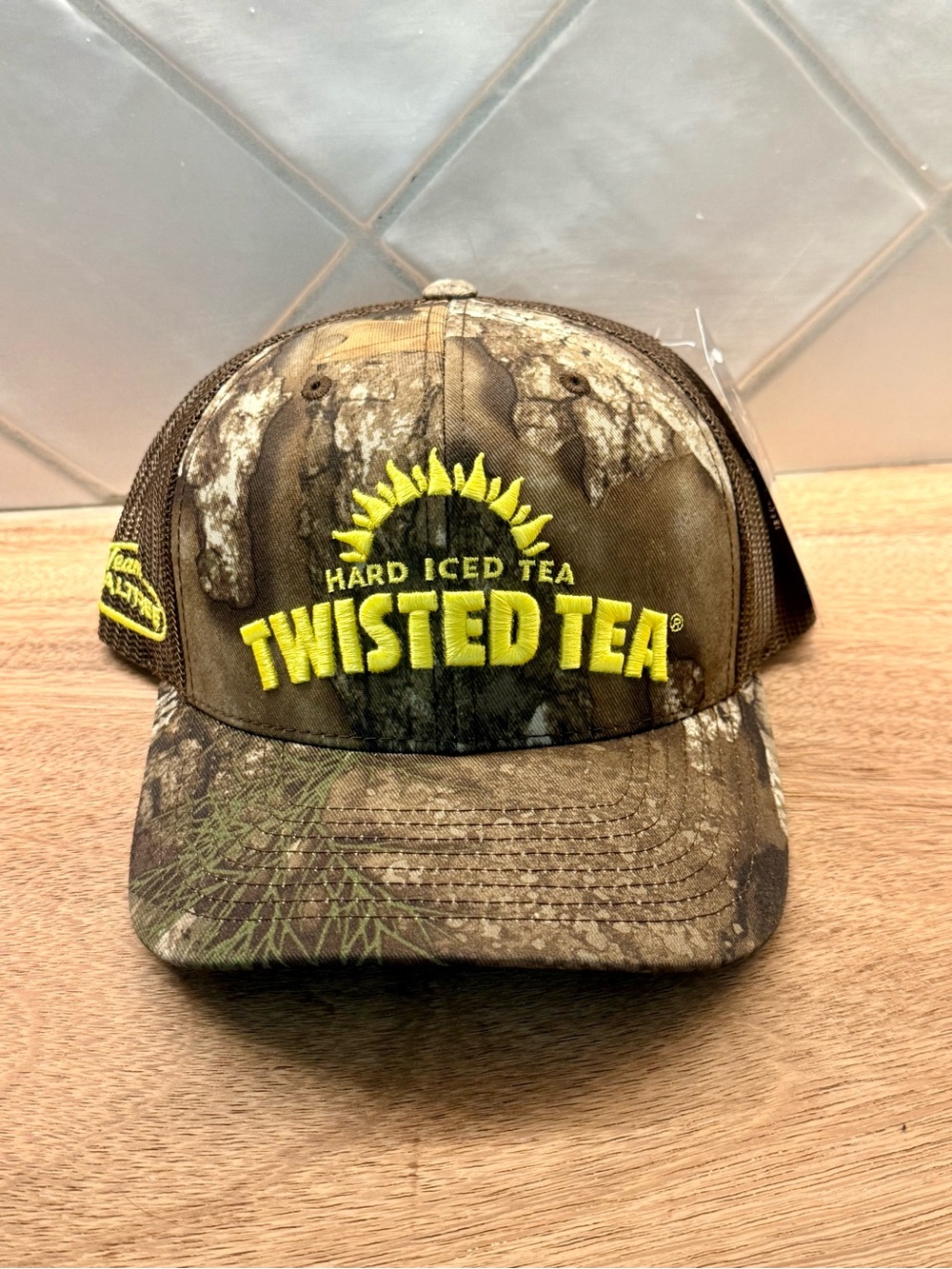 Twisted Tea Real Tree APX Camo Trucker Hat Mesh SnapBack NWT Hunting Beer Boat
